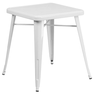 23.75'' Square White Metal Indoor-Outdoor Table