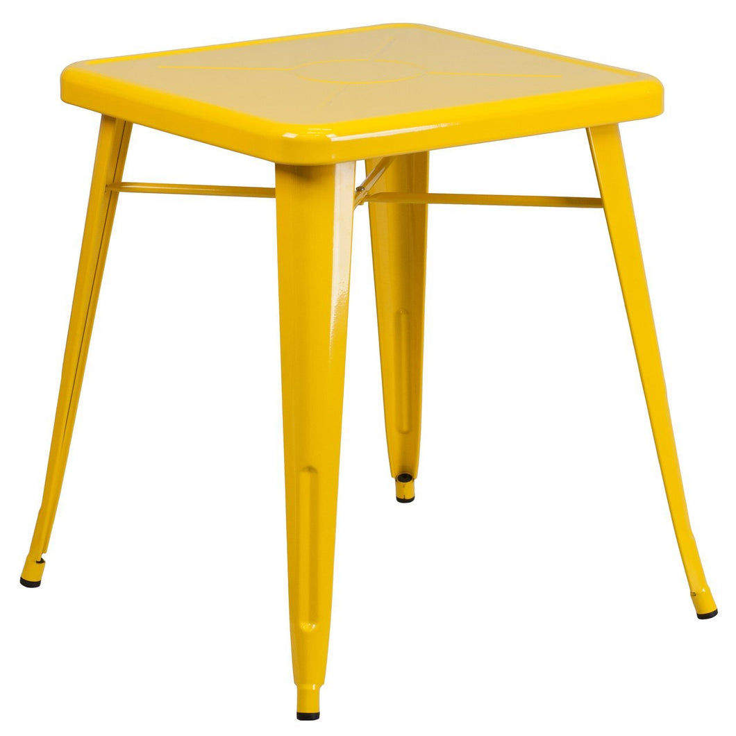 23.75'' Square Yellow Metal Indoor-Outdoor Table