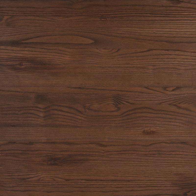 23.5" Square Silver Metal Indoor Table with Walnut Rustic Wood Top