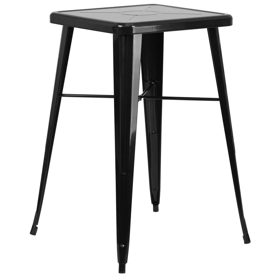 23.75'' Square Black Metal Indoor-Outdoor Bar Height Table
