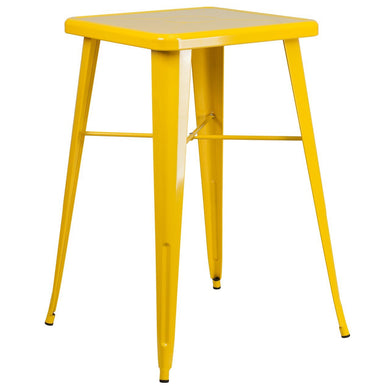 23.75'' Square Yellow Metal Indoor-Outdoor Bar Height Table