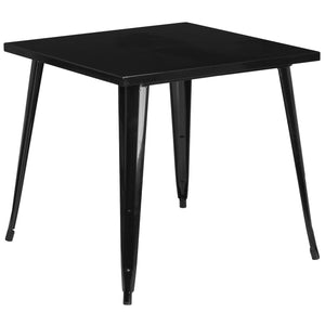 31.75'' Square Black Metal Indoor-Outdoor Table