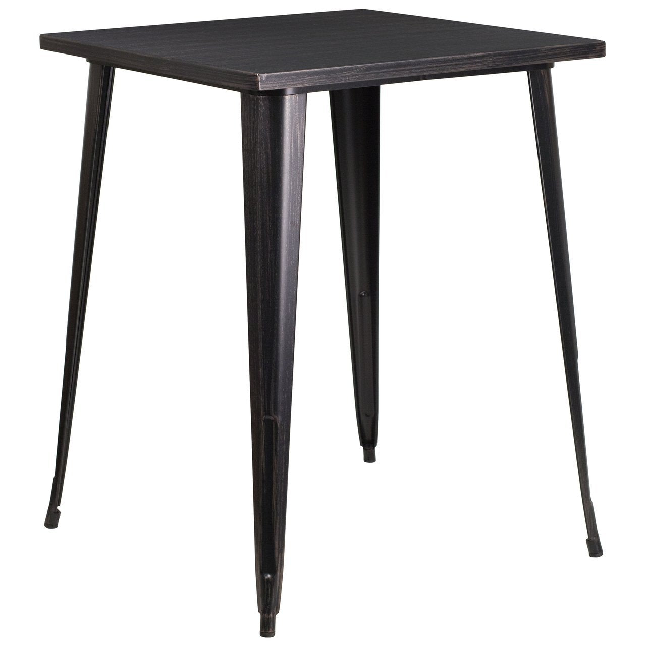 31.5'' Square Black-Antique Gold Metal Indoor-Outdoor Bar Height Table