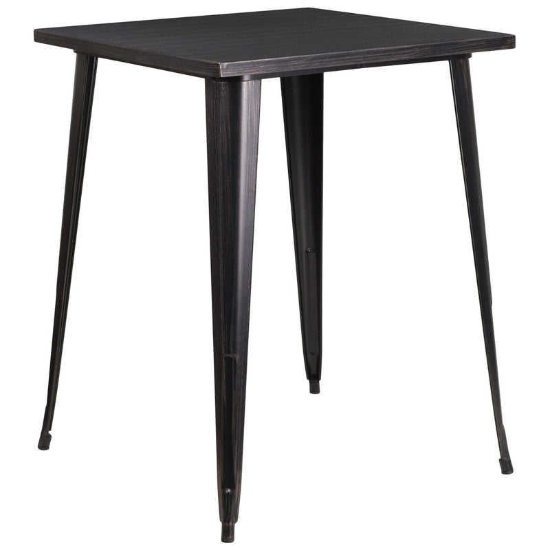 31.5'' Square Black-Antique Gold Metal Indoor-Outdoor Bar Height Table