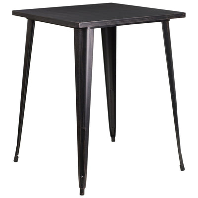 31.5'' Square Black-Antique Gold Metal Indoor-Outdoor Bar Height Table