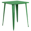 31.5'' Square Green Metal Indoor-Outdoor Bar Height Table