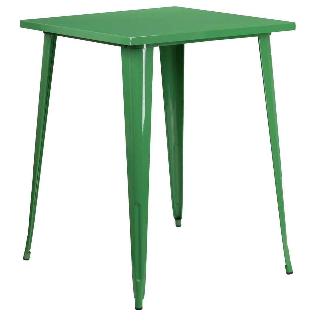 31.5'' Square Green Metal Indoor-Outdoor Bar Height Table