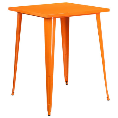 31.5'' Square Orange Metal Indoor-Outdoor Bar Height Table
