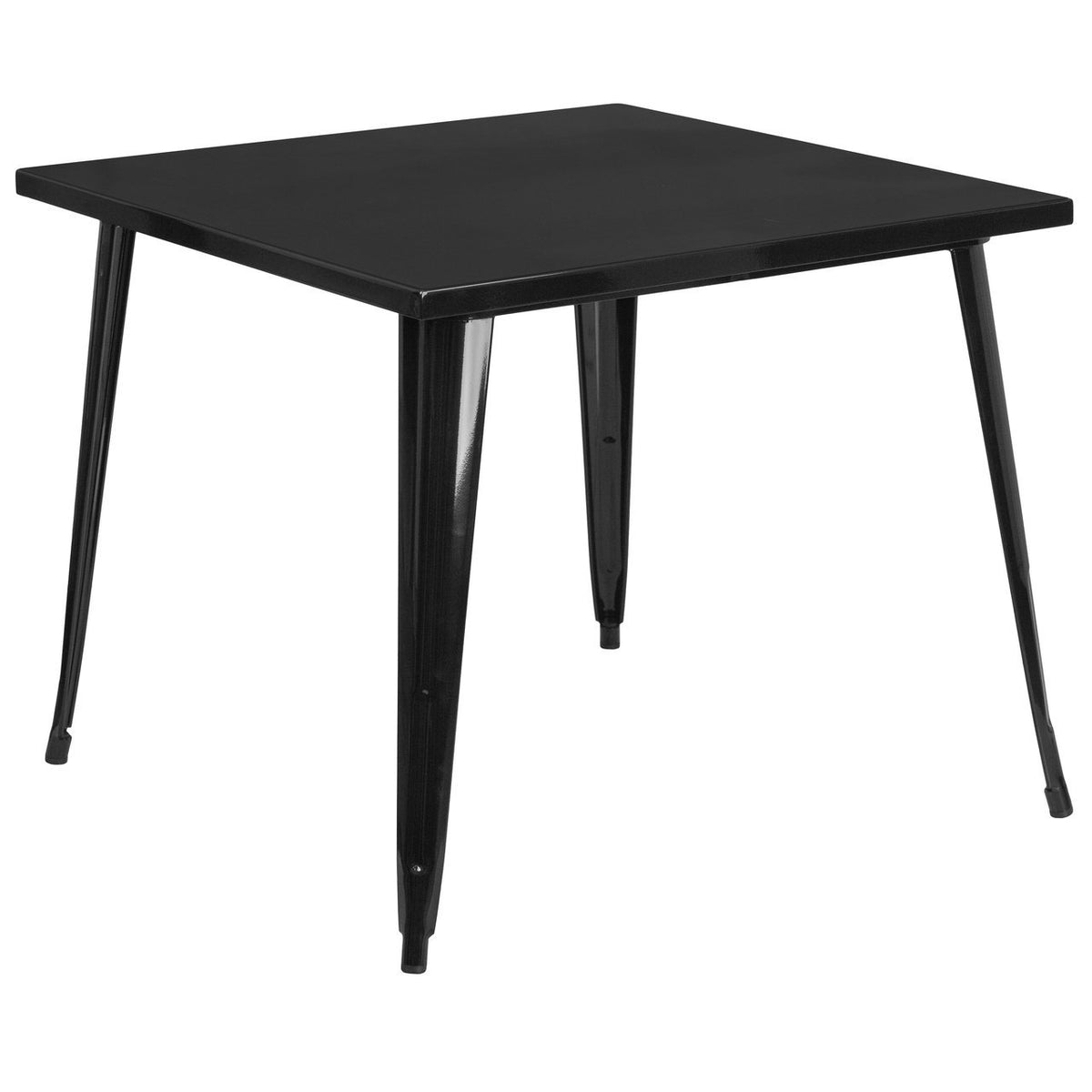 35.5'' Square Black Metal Indoor-Outdoor Table