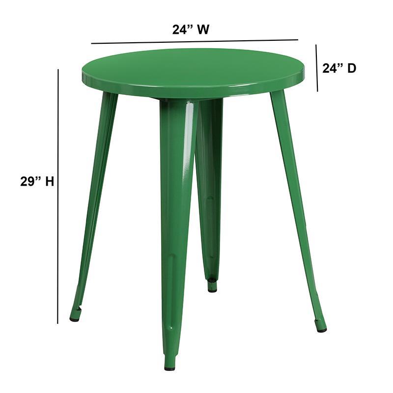 24'' Round Green Metal Indoor-Outdoor Table 7