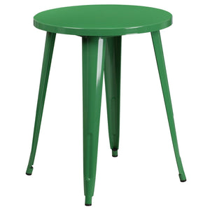 24'' Round Green Metal Indoor-Outdoor Table