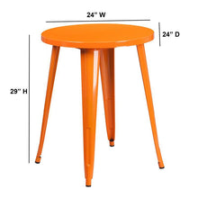 Load image into Gallery viewer, 24&#39;&#39; Round Orange Metal Indoor-Outdoor Table