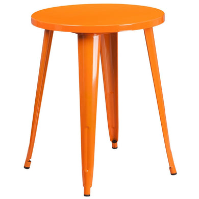 24'' Round Orange Metal Indoor-Outdoor Table