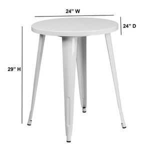 24'' Round White Metal Indoor-Outdoor Table