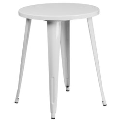 24'' Round White Metal Indoor-Outdoor Table