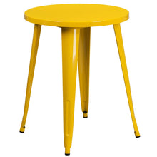 Load image into Gallery viewer, 24&#39;&#39; Round Yellow Metal Indoor-Outdoor Table