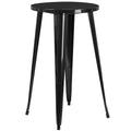 24'' Round Black Metal Indoor-Outdoor Bar Height Table