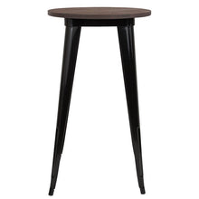Load image into Gallery viewer, 24&quot; Round Black Metal Indoor Bar Height Table with Walnut Rustic Wood Top