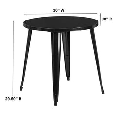 30'' Round Black Metal Indoor-Outdoor Table .9
