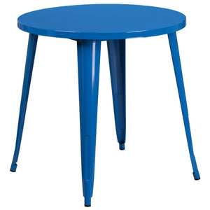 30'' Round Blue Metal Indoor-Outdoor Table