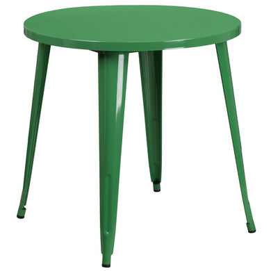 30'' Round Green Metal Indoor-Outdoor Table