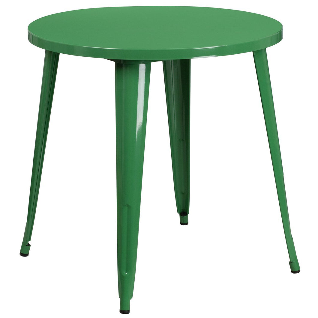 30'' Round Green Metal Indoor-Outdoor Table
