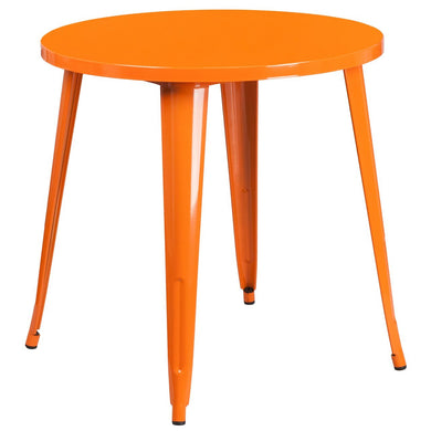 30'' Round Orange Metal Indoor-Outdoor Table