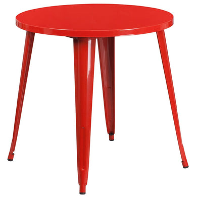 30'' Round Red Metal Indoor-Outdoor Table