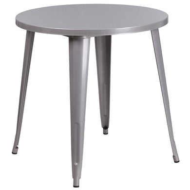 30'' Round Silver Metal Indoor-Outdoor Table