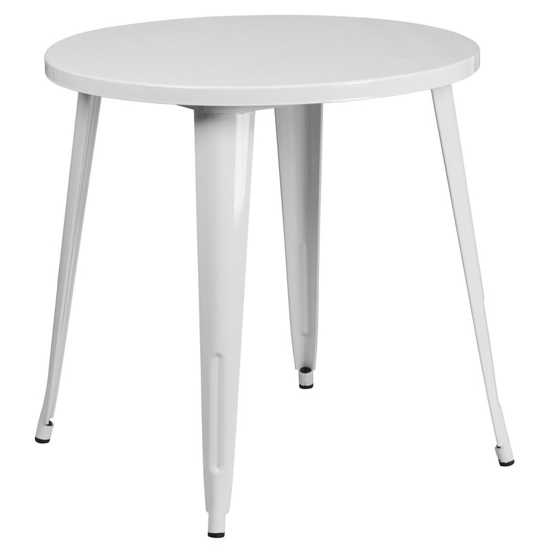 30'' Round White Metal Indoor-Outdoor Table