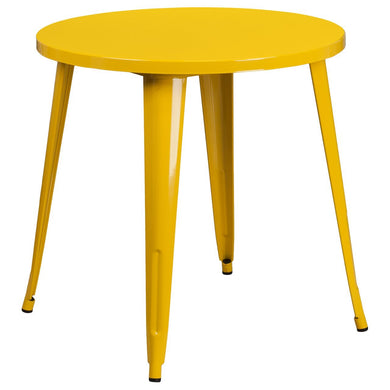 30'' Round Yellow Metal Indoor-Outdoor Table