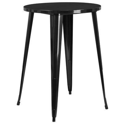 30'' Round Black Metal Indoor-Outdoor Bar Height Table