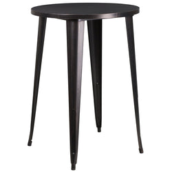 30'' Round Black-Antique Gold Metal Indoor-Outdoor Bar Height Table