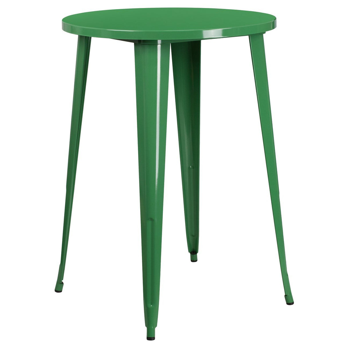 30'' Round Green Metal Indoor-Outdoor Bar Height Table