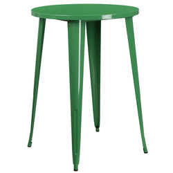 30'' Round Green Metal Indoor-Outdoor Bar Height Table