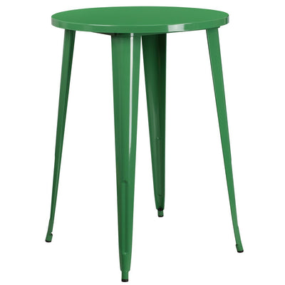 30'' Round Green Metal Indoor-Outdoor Bar Height Table