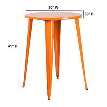 Load image into Gallery viewer, 30&#39;&#39; Round Orange Metal Indoor-Outdoor Bar Height Table