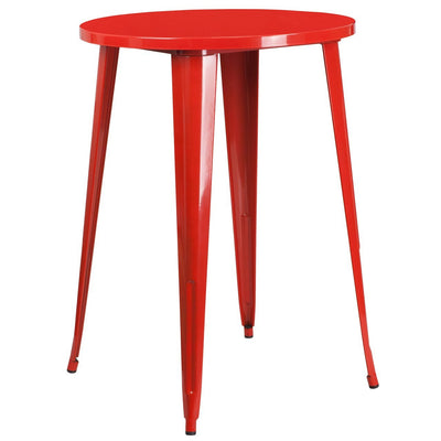 30'' Round Red Metal Indoor-Outdoor Bar Height Table