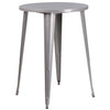 30'' Round Silver Metal Indoor-Outdoor Bar Height Table
