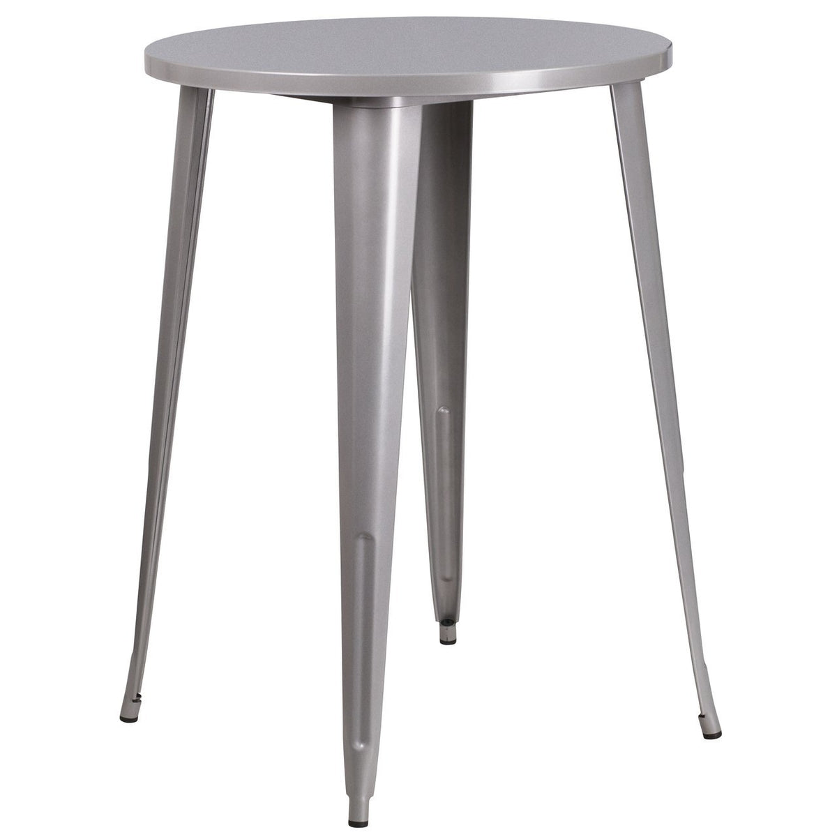 30'' Round Silver Metal Indoor-Outdoor Bar Height Table