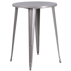 30'' Round Silver Metal Indoor-Outdoor Bar Height Table
