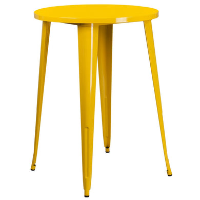 30'' Round Yellow Metal Indoor-Outdoor Bar Height Table