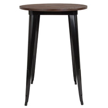 Load image into Gallery viewer, 30&quot; Round Black Metal Indoor Bar Height Table with Walnut Rustic Wood Top