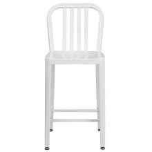 Load image into Gallery viewer, 24&#39;&#39; High White Metal Indoor-Outdoor Counter Height Stool with Vertical Slat Back