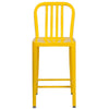 24'' High Yellow Metal Indoor-Outdoor Counter Height Stool with Vertical Slat Back