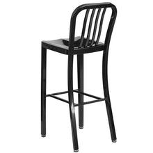 Load image into Gallery viewer, 30&#39;&#39; High Black Metal Indoor-Outdoor Barstool with Vertical Slat Back
