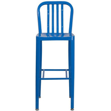 Load image into Gallery viewer, 30&#39;&#39; High Blue Metal Indoor-Outdoor Barstool with Vertical Slat Back