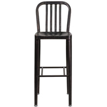 Load image into Gallery viewer, 30&#39;&#39; High Black-Antique Gold Metal Indoor-Outdoor Barstool with Vertical Slat Back