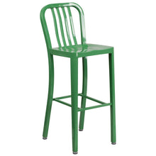 Load image into Gallery viewer, 30&#39;&#39; High Green Metal Indoor-Outdoor Barstool with Vertical Slat Back
