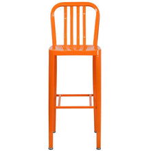 Load image into Gallery viewer, 30&#39;&#39; High Orange Metal Indoor-Outdoor Barstool with Vertical Slat Back
